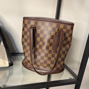 Louis Vuitton Brown and Tan Checkered Tote
